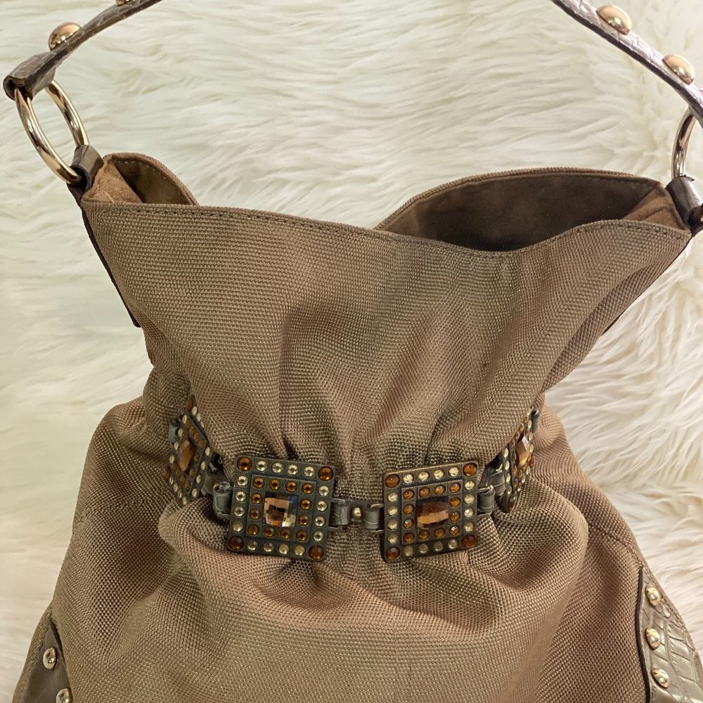🍁 Sale 2x$20 Kathy Van Zeeland gold Shoulder Bag w/rhinstone
